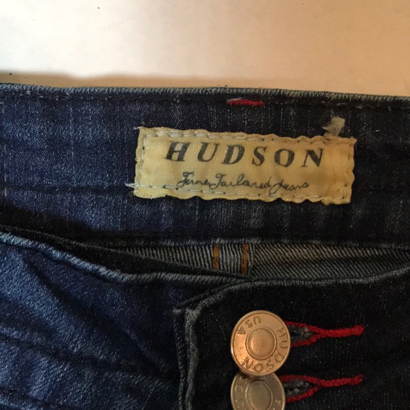 Hudson Jeans Leather Flap Rear Pockets Size 28 - Picture 2 of 3